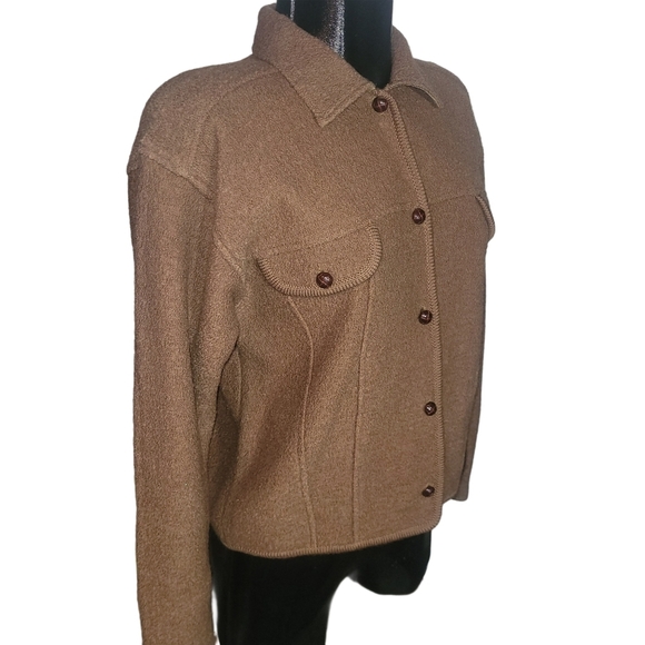 Mac & Jac Light Brown Wool Shacket M - Picture 3 of 7